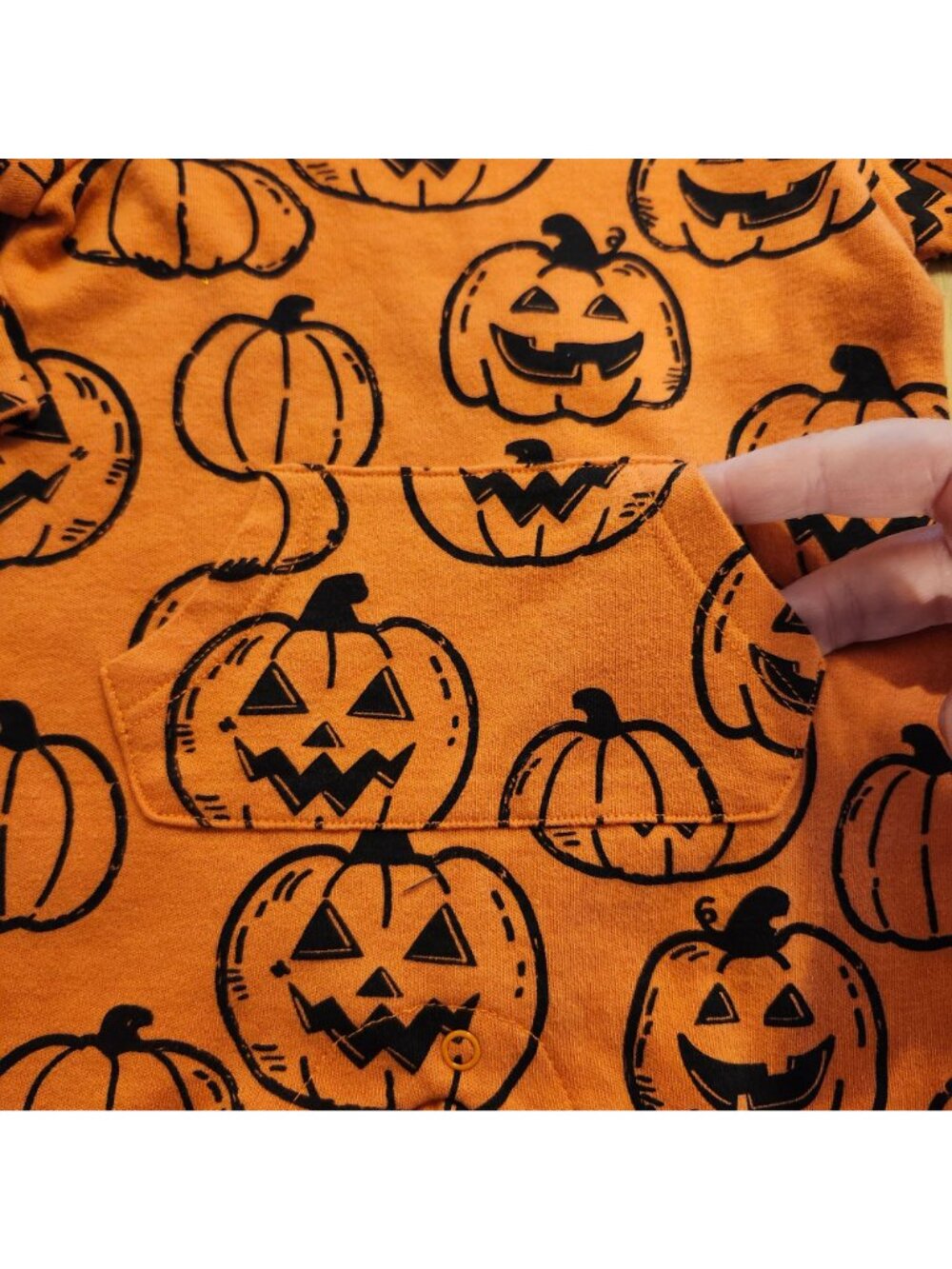 Wonder Nation Baby 0-3M Halloween Pumpkin Print Orange Footless Sleeper Romper - Picture 4 of 6